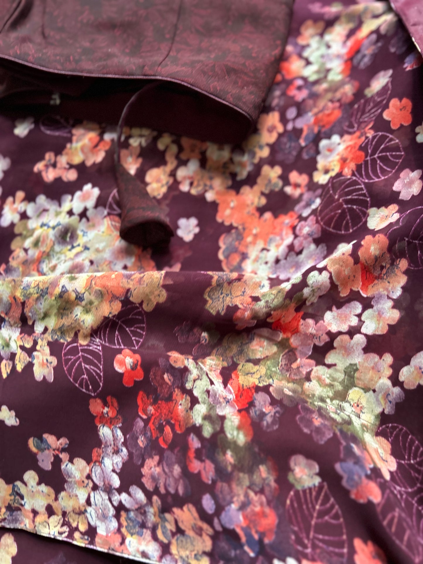 Floral Georgette in Wine Color