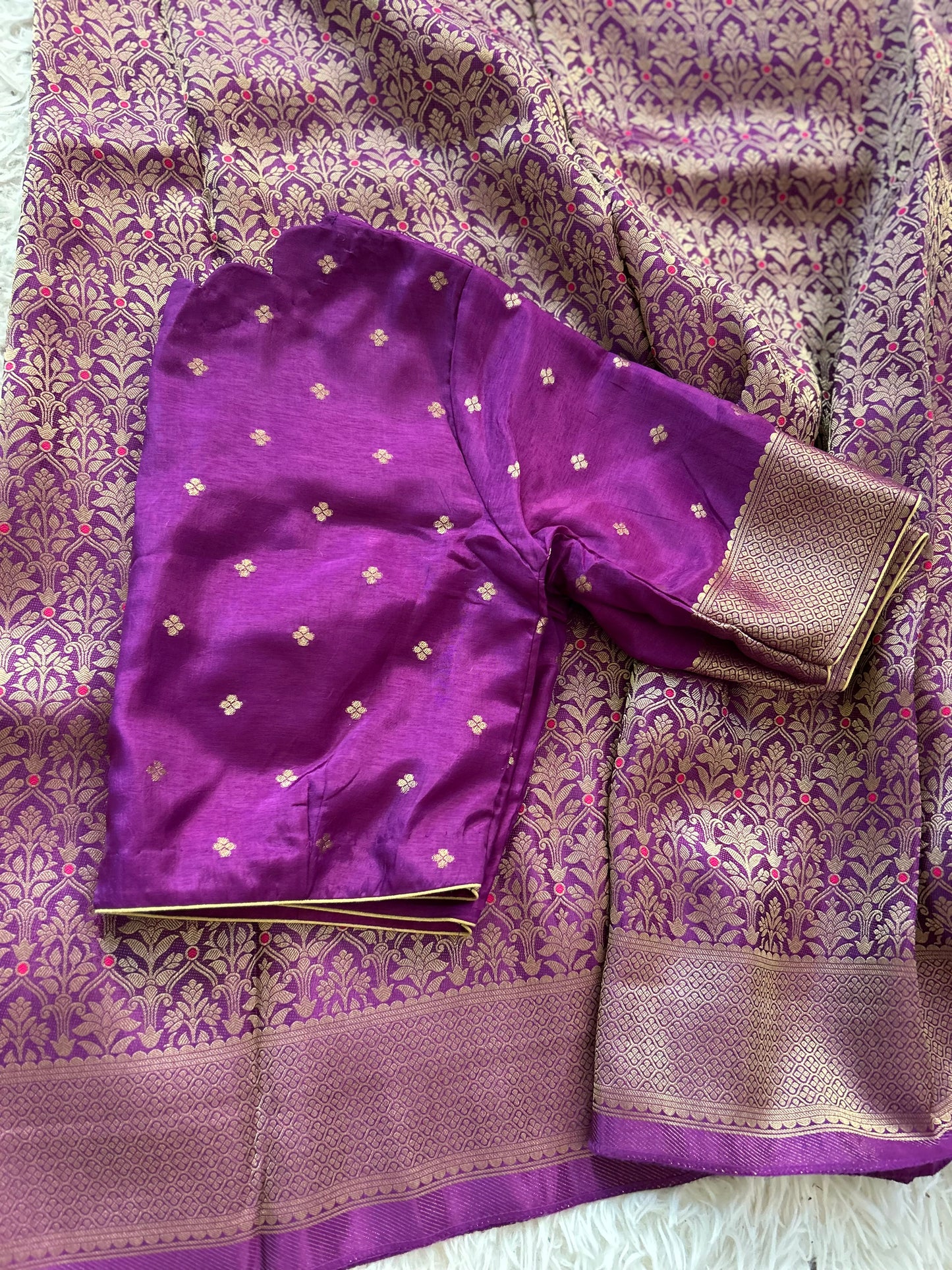 Pure Crepe Brocade Saree in Purple