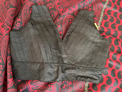 Marroon Tusser Saree with Black Digital Print