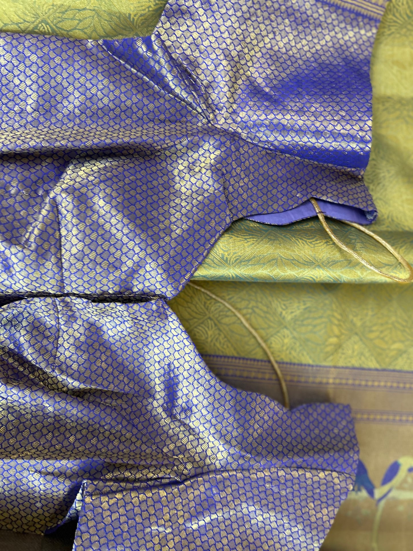 Designer Tissue Banarasi Saree in Green with Violet Border