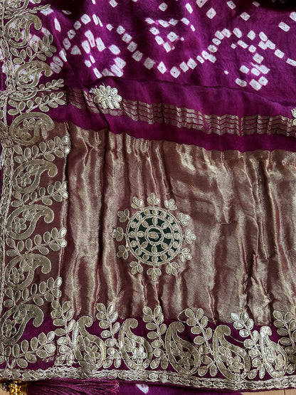 Purple Modal silk saree with Gota Patti