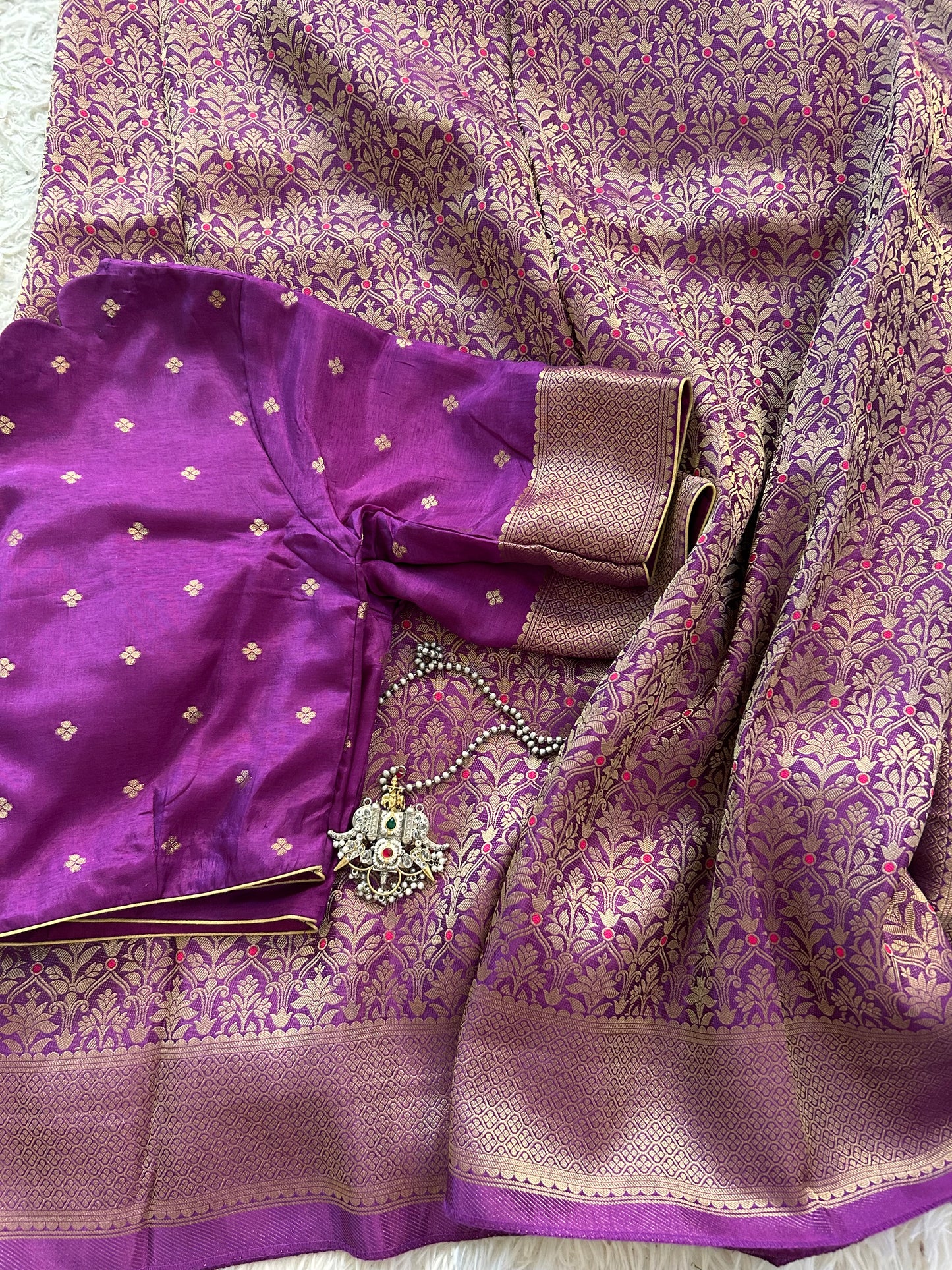 Pure Crepe Brocade Saree in Purple
