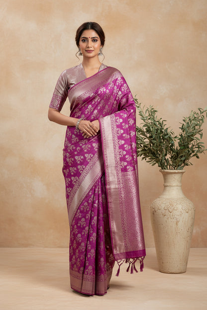 Soft Banarasi Saree in Lilac