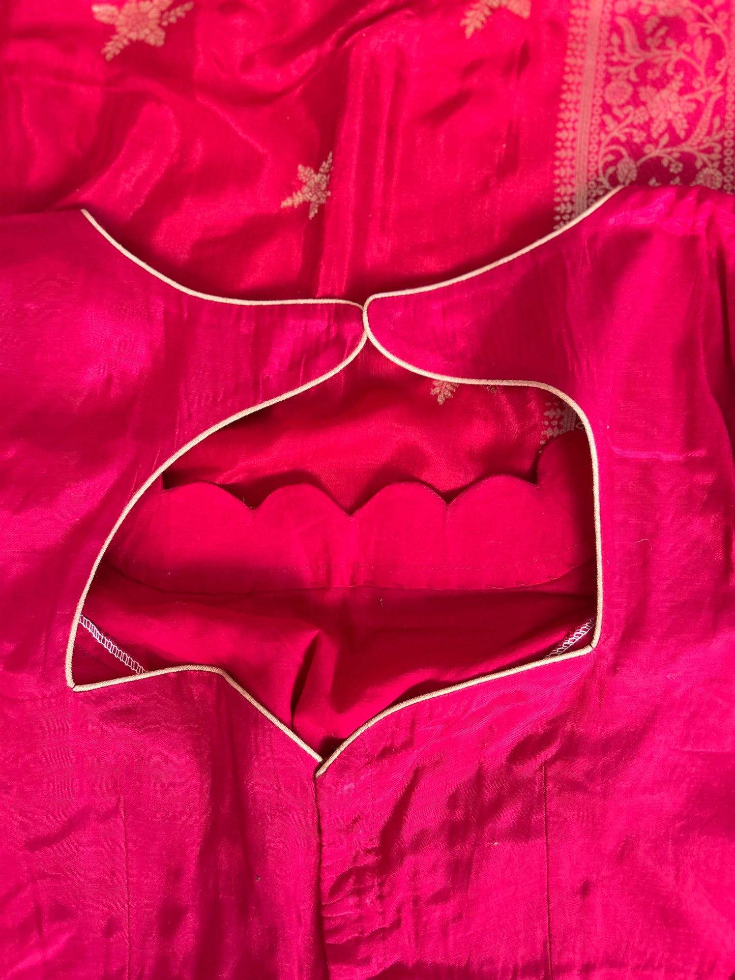 Rani Pink Banarasi Saree in Mashru Silk