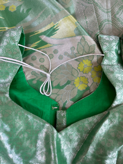 Designer Tissue Banarasi Saree with peacocks in Green