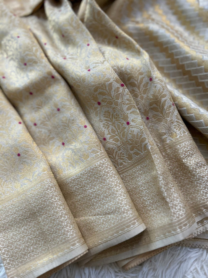 Pure Crepe Brocade Saree in Ivory