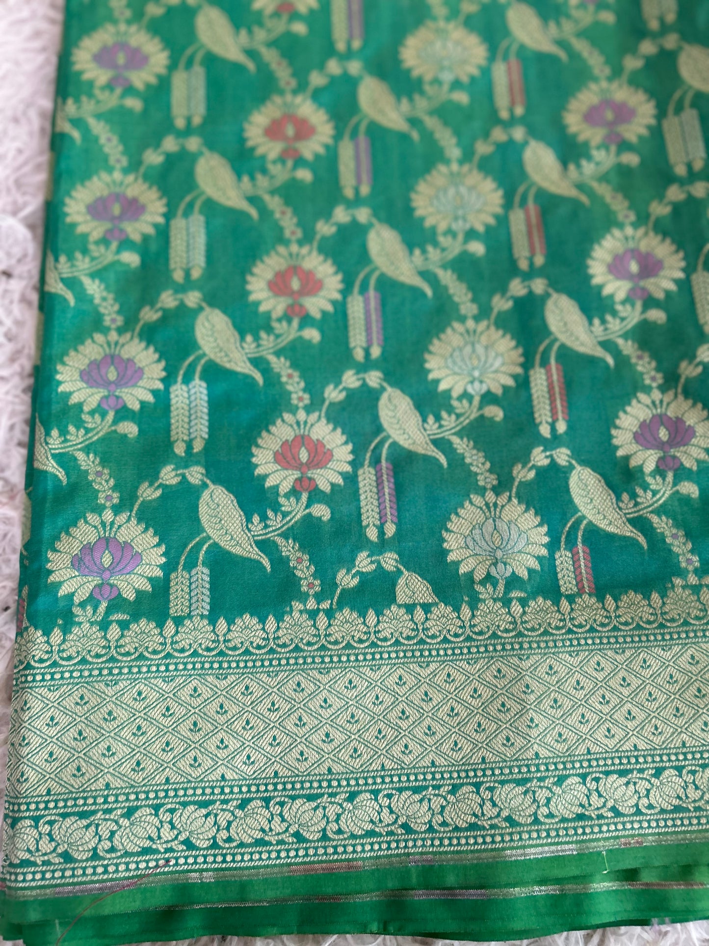 Banarasi Saree in sea Green with all over weave