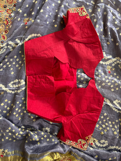 Grey Modal silk saree with Embroidery