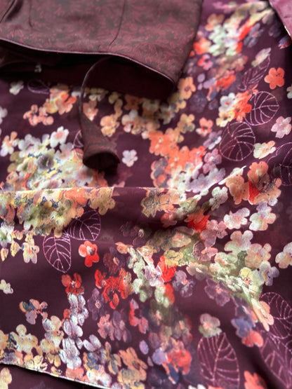 Floral Georgette in Wine Color