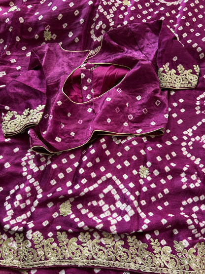 Purple Modal silk saree with Gota Patti