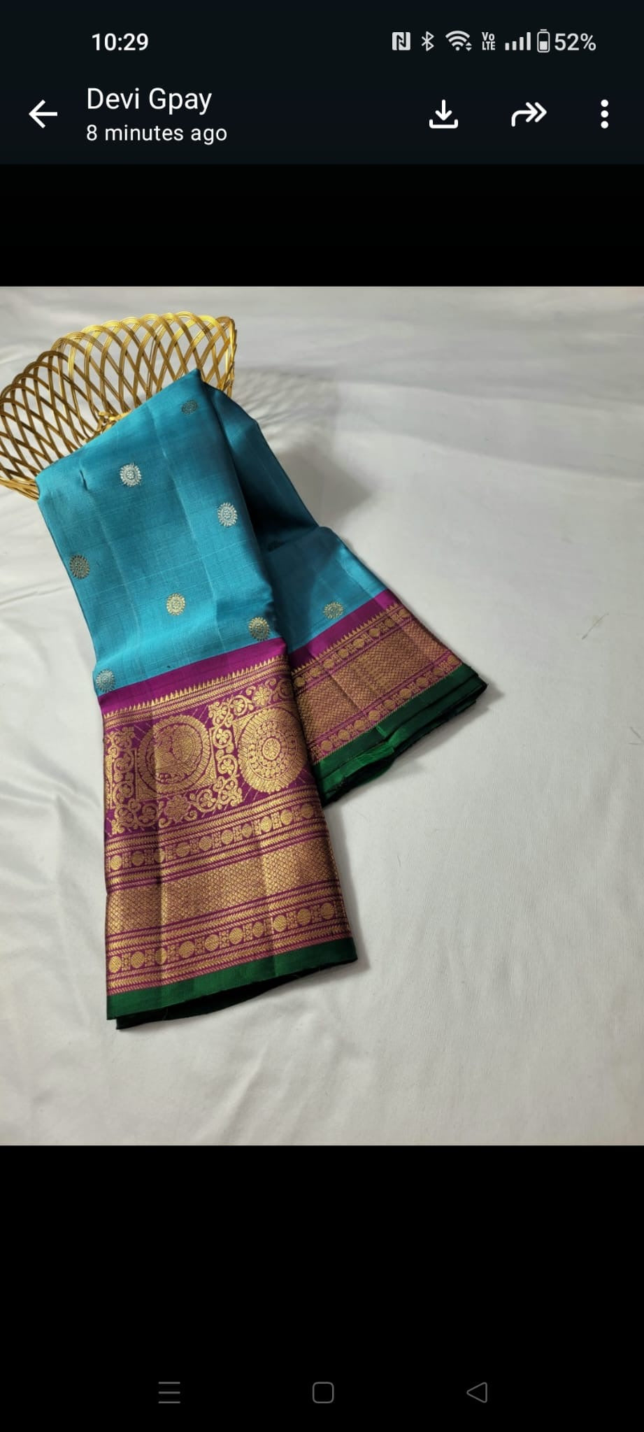 Blue Gadwal saree with Pink Border
