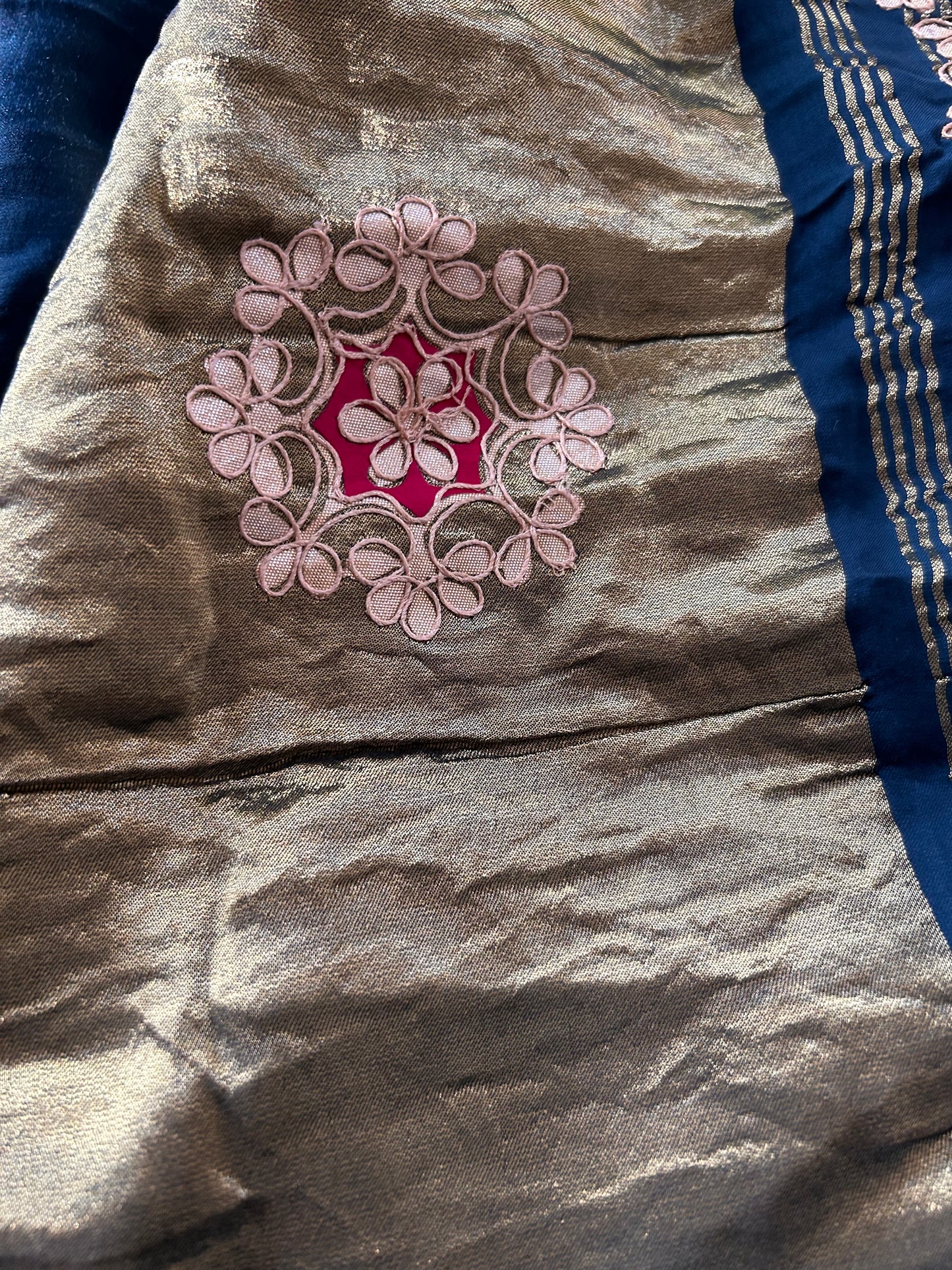 Peacock blue Gotta patti work saree with blouse