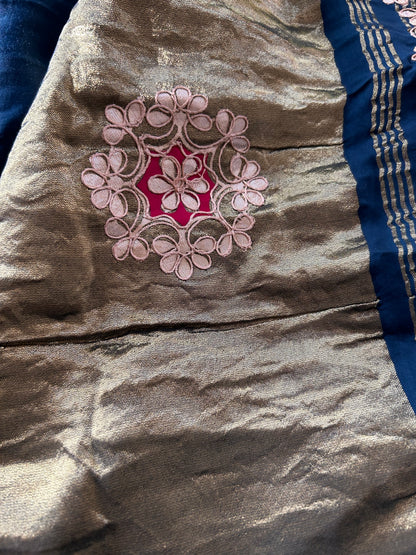Peacock blue Gotta patti work saree with blouse