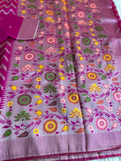 Tusser georgette in hot pink