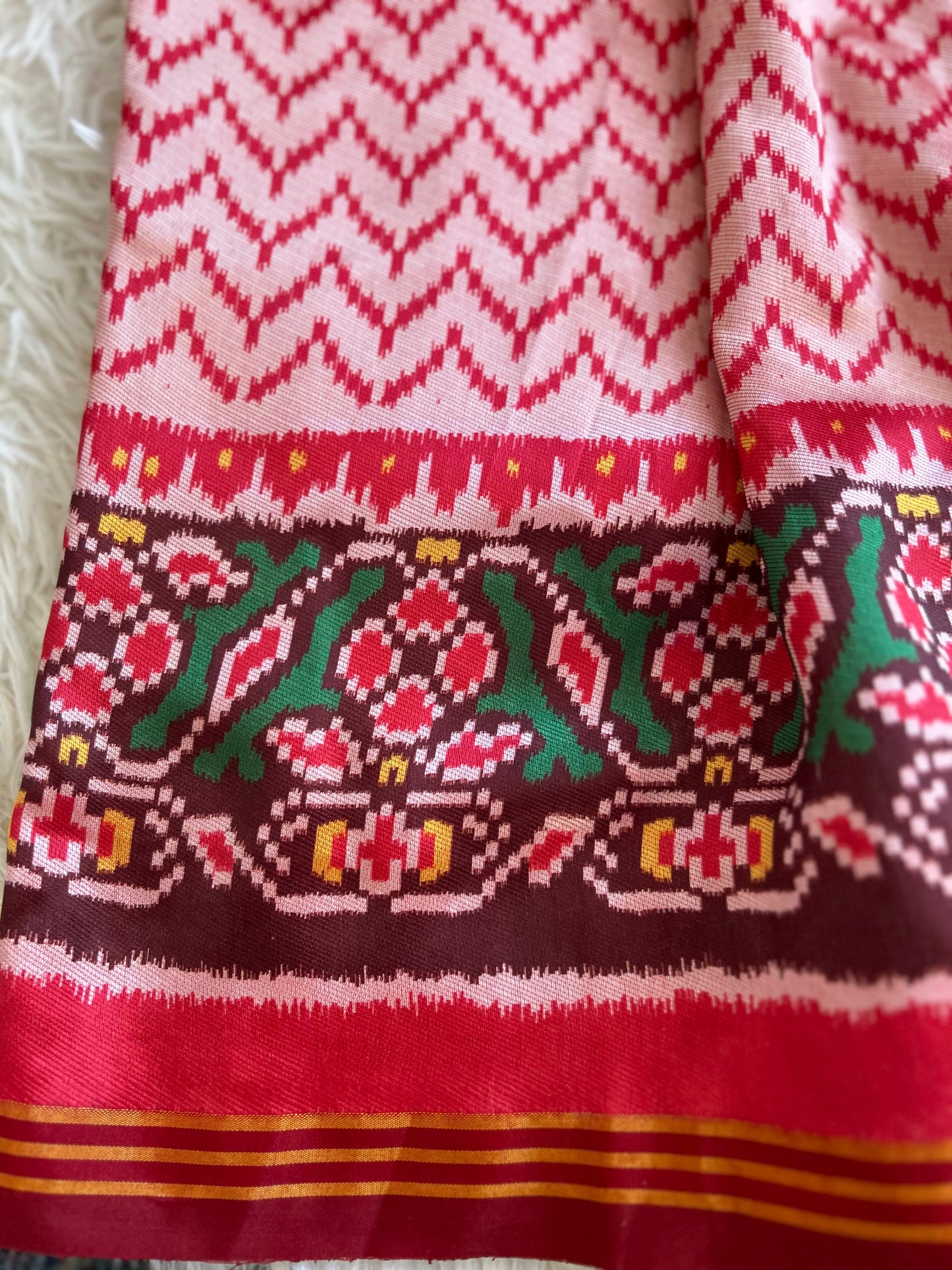 Semi Patola Saree in Onion Pink