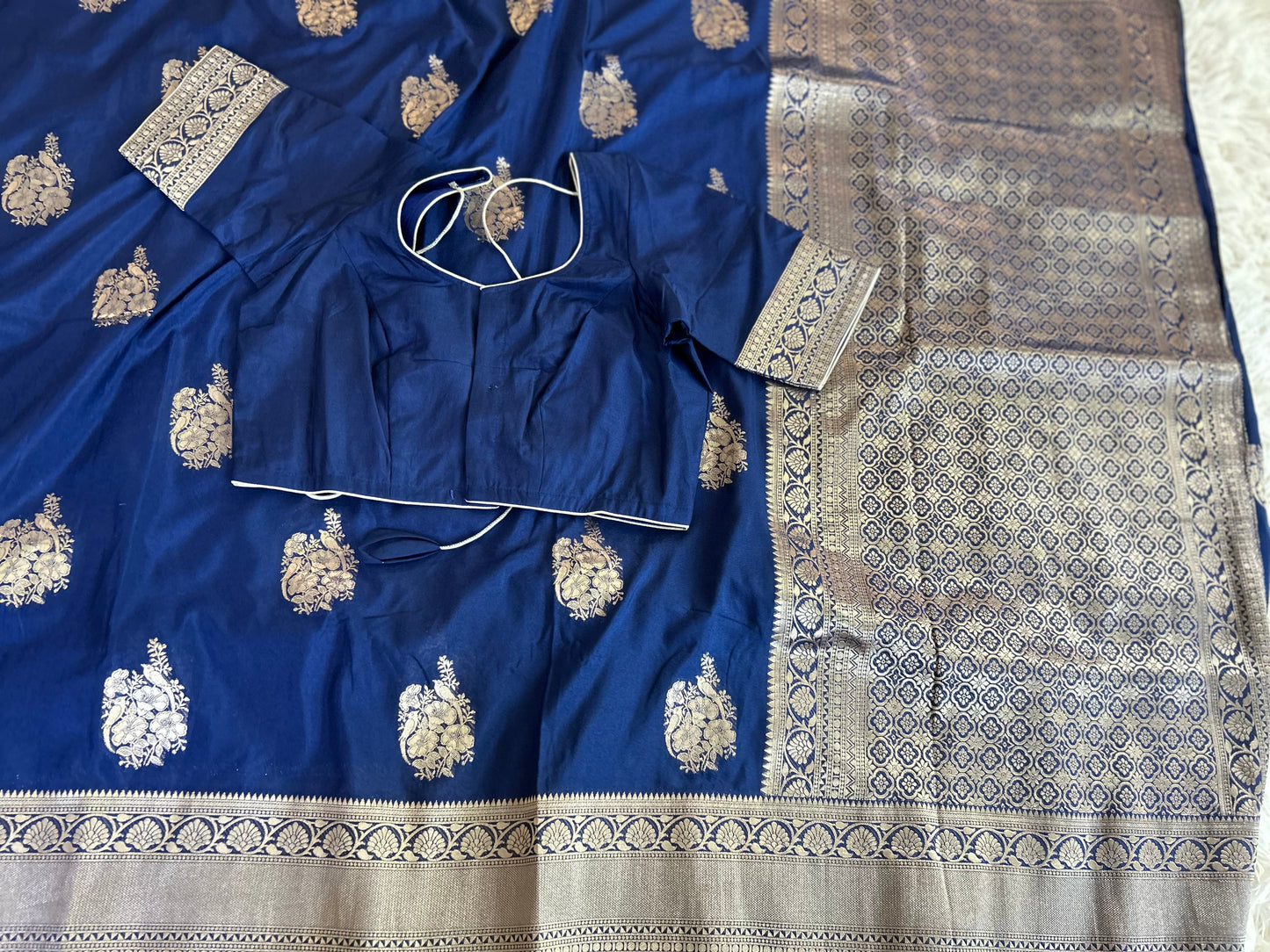 Soft Banarasi Saree in Navy