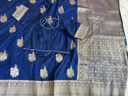 Soft Banarasi Saree in Navy