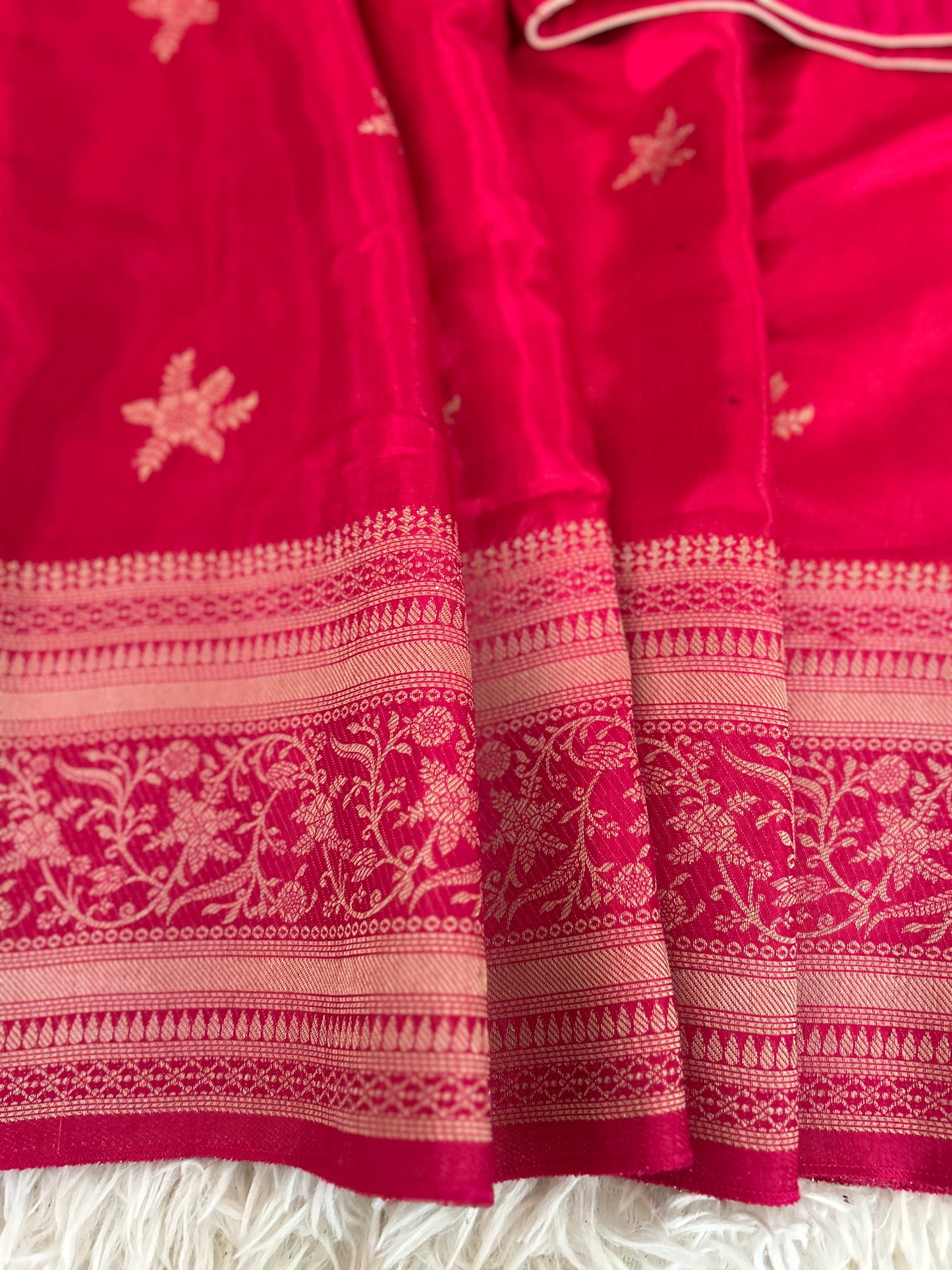 Rani Pink Banarasi Saree in Mashru Silk