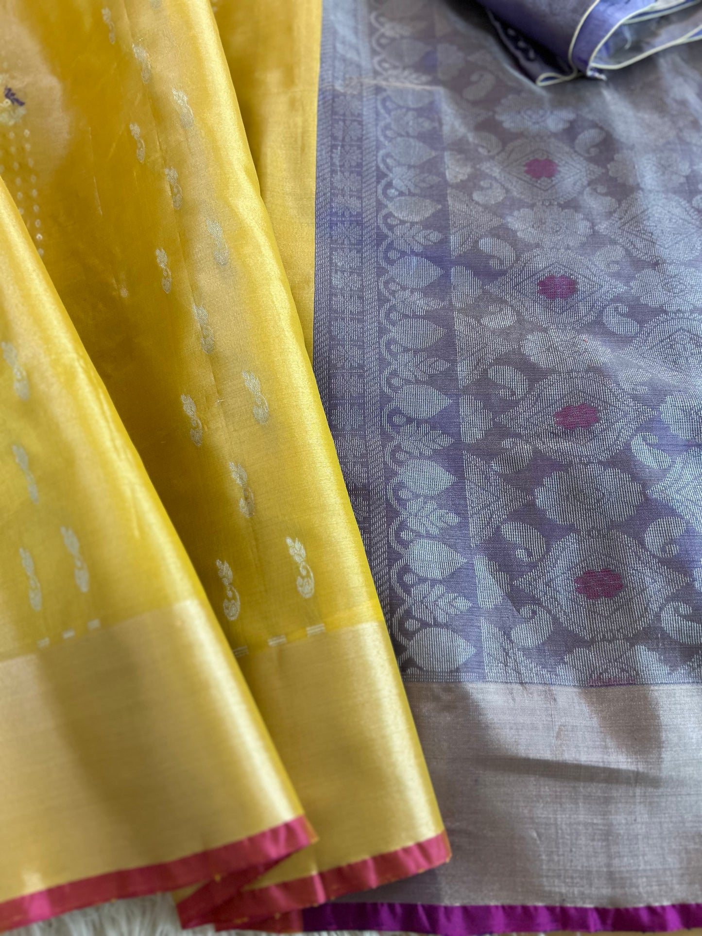Handloom Uppada Tissue saree in Pastel Yellow