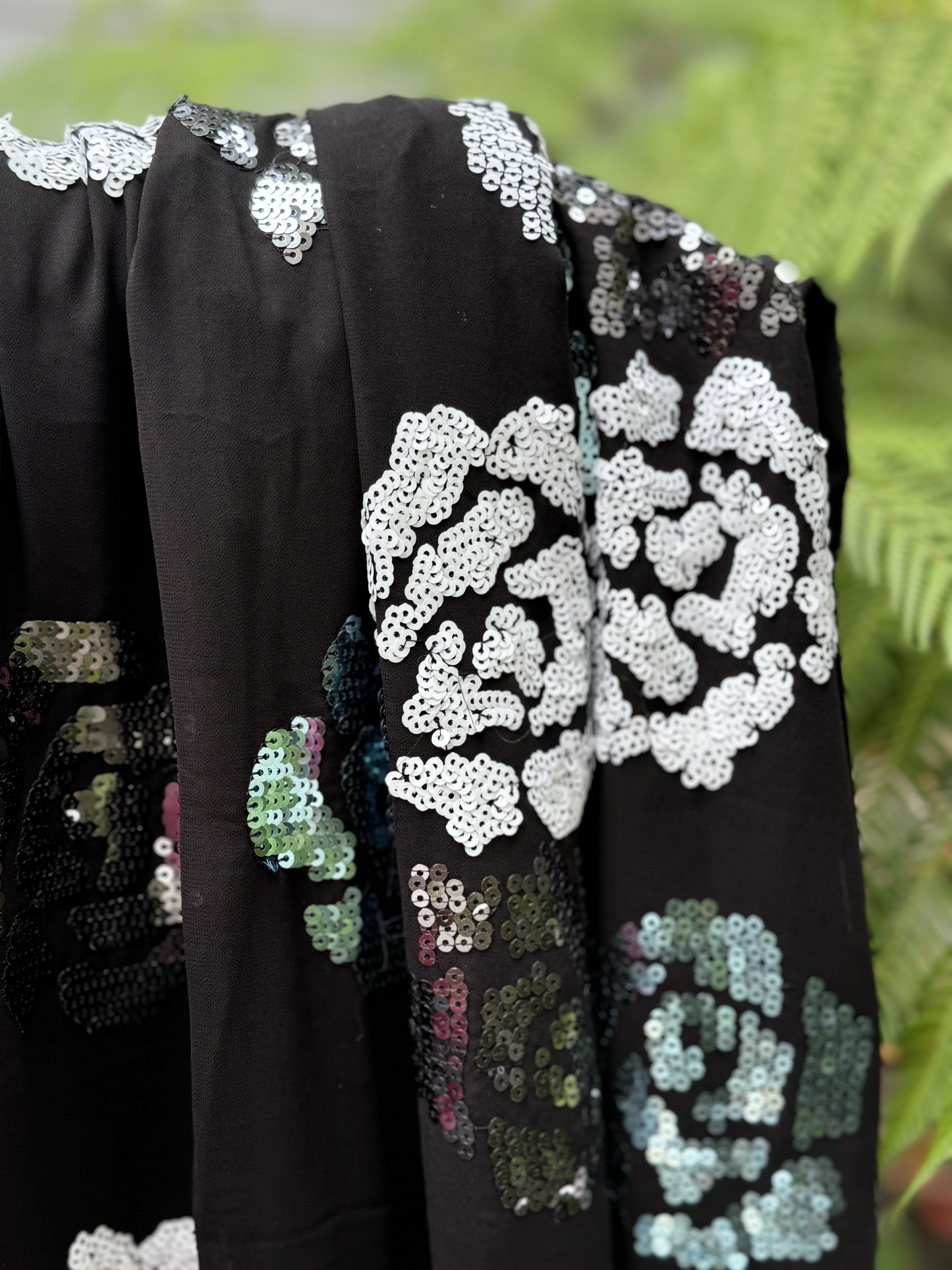Black Georgette with Silver Roses - Cocktail Edition