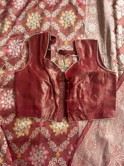 Khaddi Tissue Georgette Saree in Brick Red