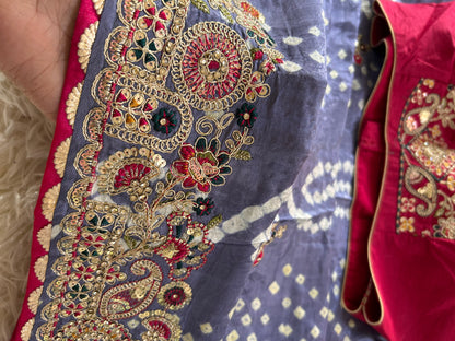 Grey Modal silk saree with Embroidery