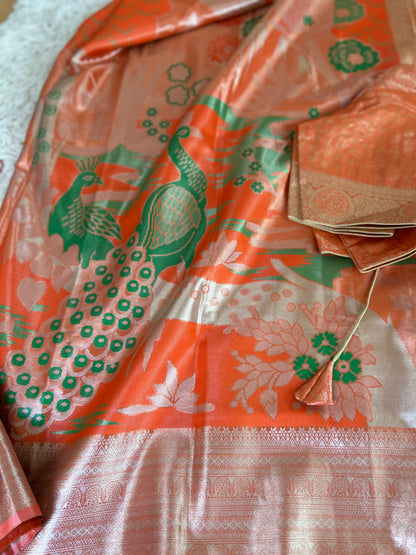 Designer Tissue Banarasi Saree in Orange