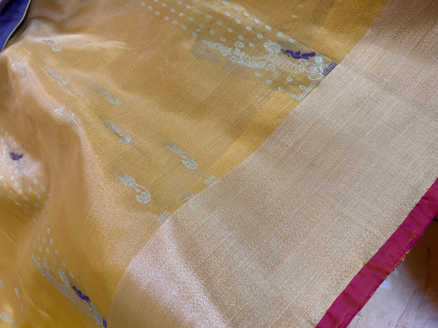 Handloom Uppada Tissue saree in Pastel Yellow