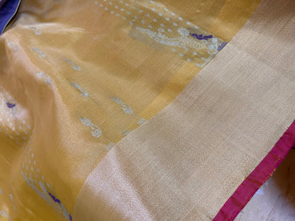 Handloom Uppada Tissue saree in Pastel Yellow