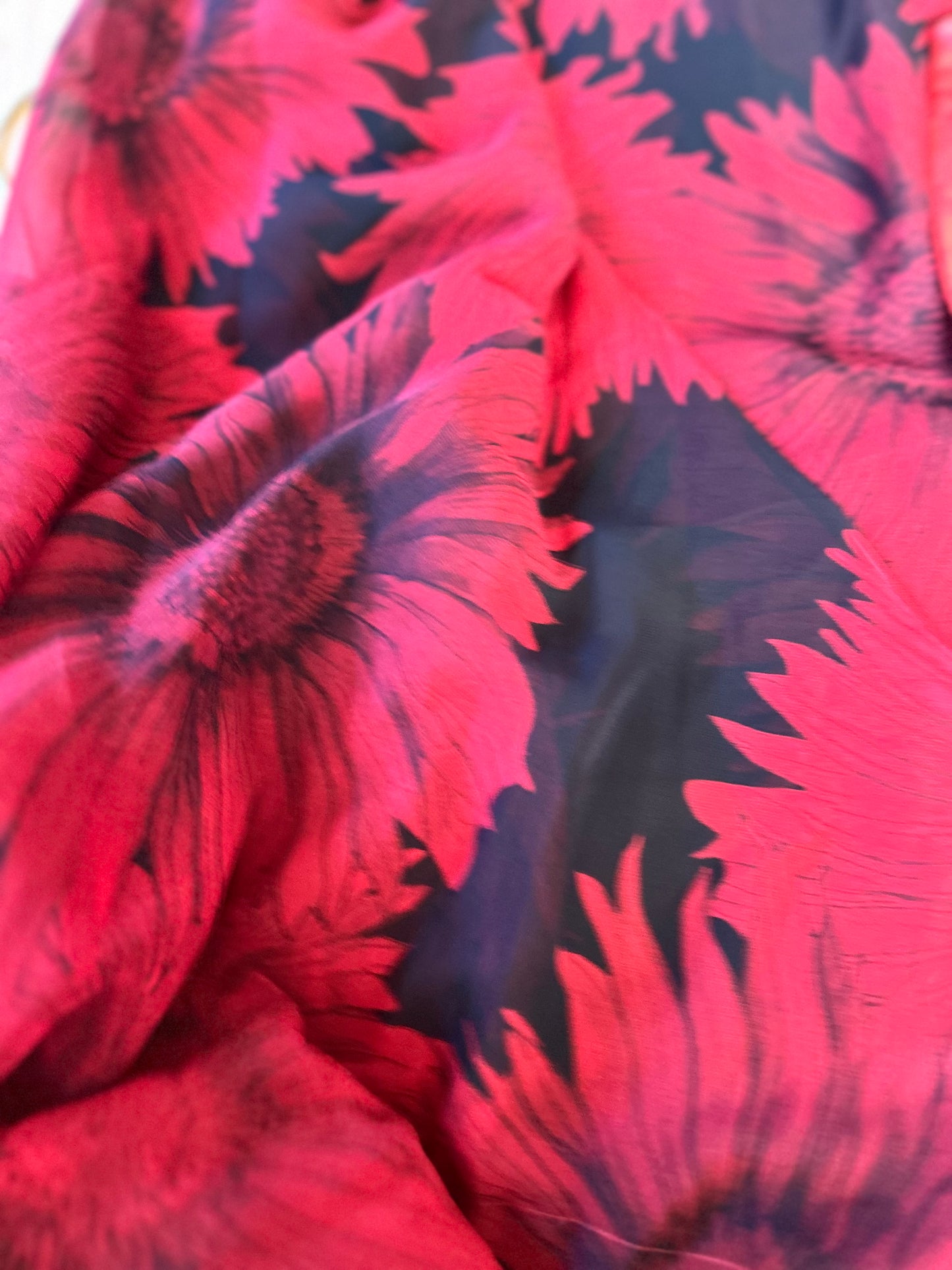 Black & Red Floral Georegette Saree