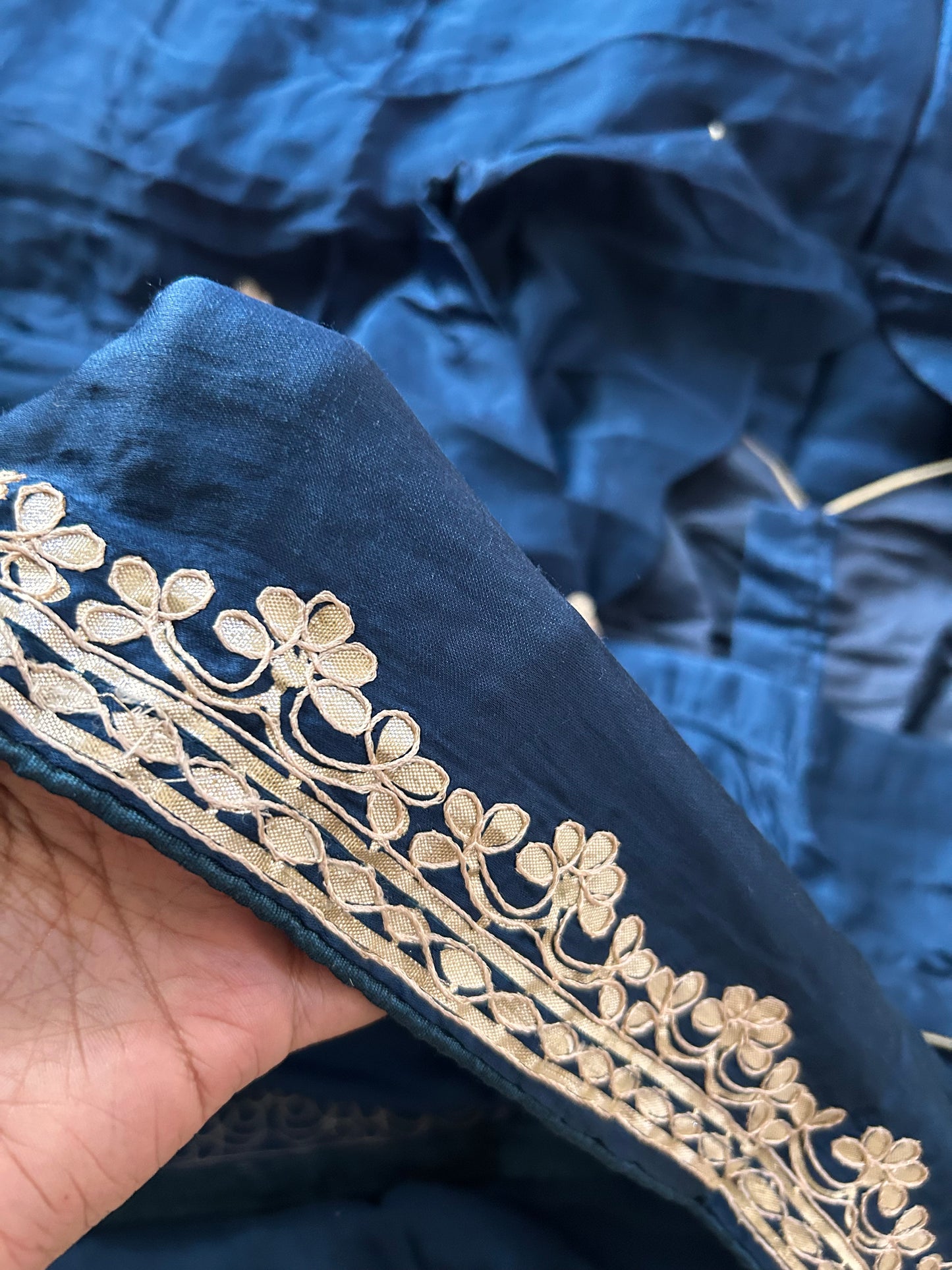 Peacock blue Gotta patti work saree with blouse