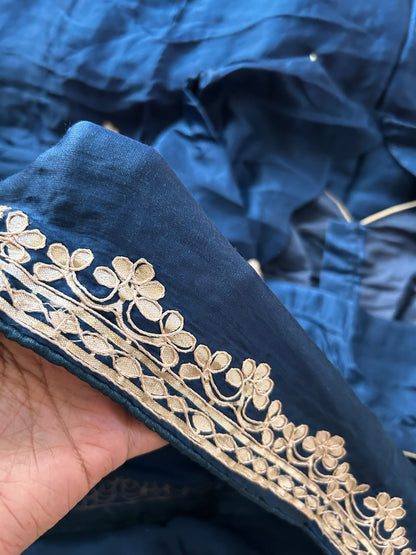 Peacock blue Gotta patti work saree with blouse