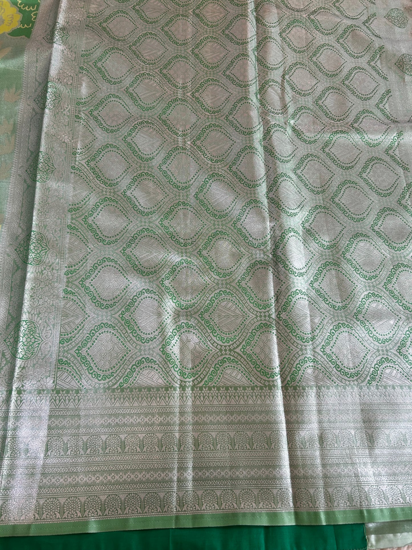 Designer Tissue Banarasi Saree with peacocks in Green