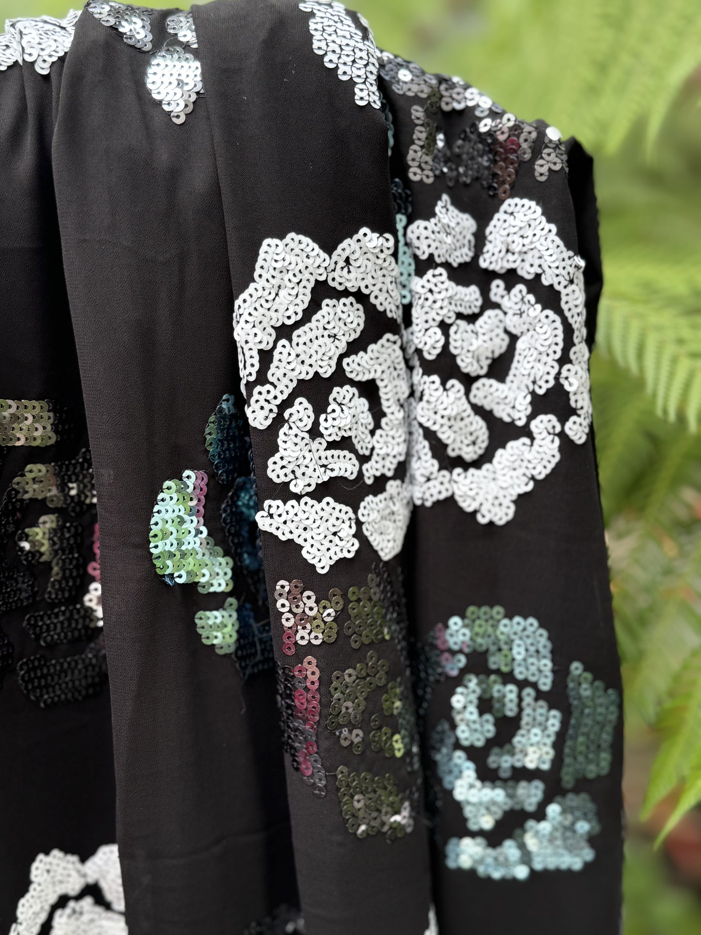 Black Georgette with Silver Roses - Cocktail Edition