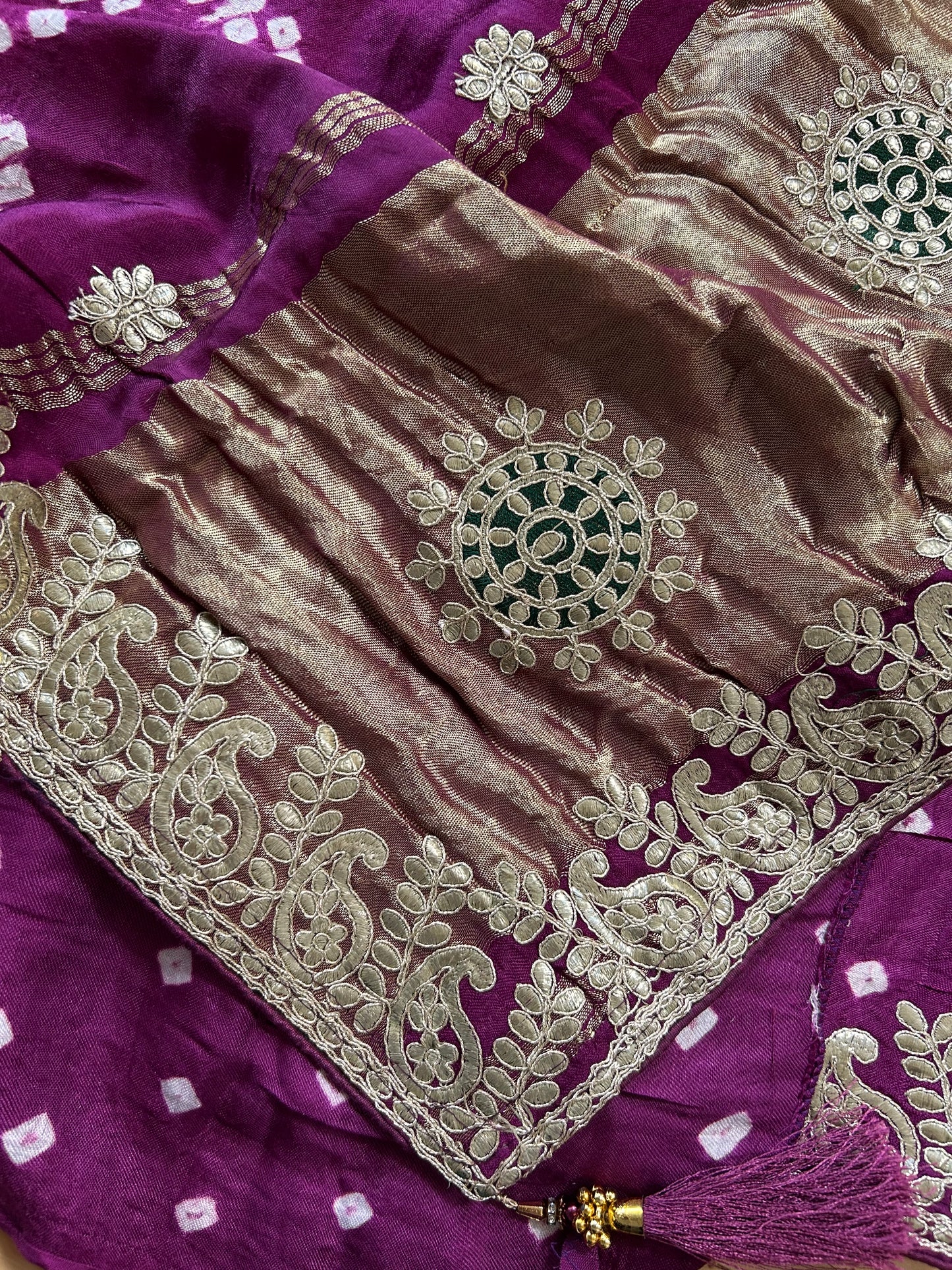 Purple Modal silk saree with Gota Patti