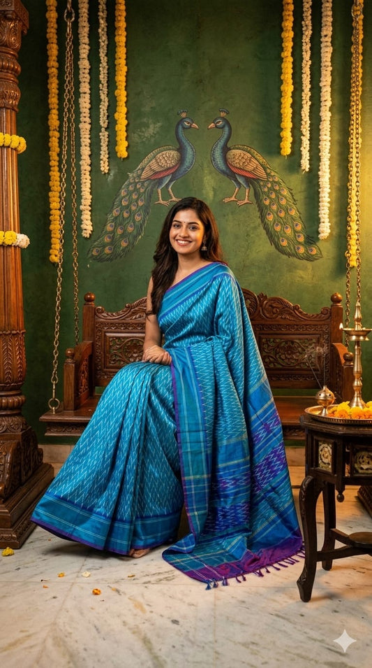 Ikkath saree in Blue