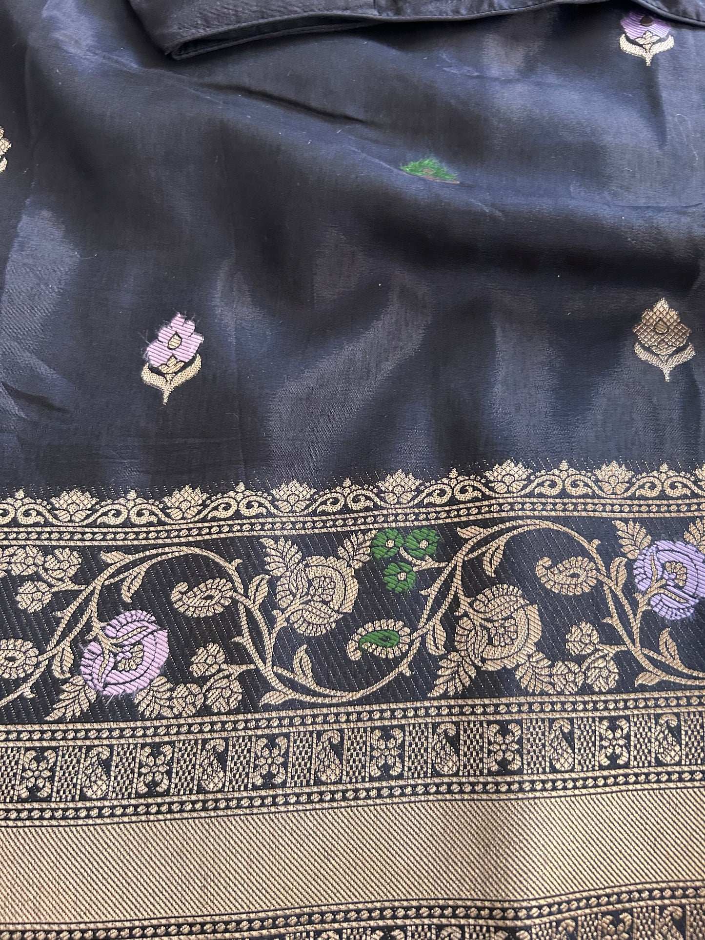Black Tusser Georgette saree