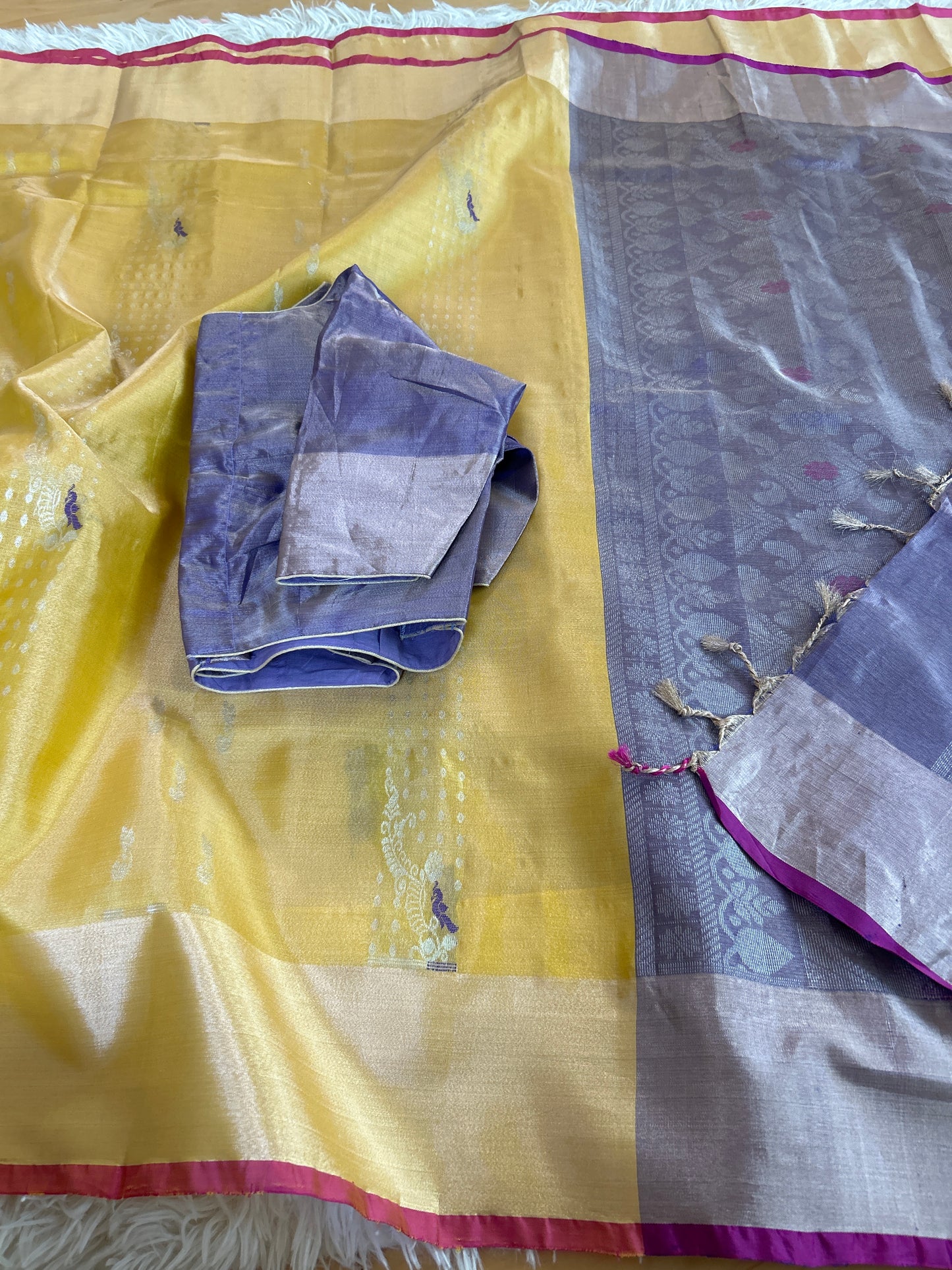 Handloom Uppada Tissue saree in Pastel Yellow