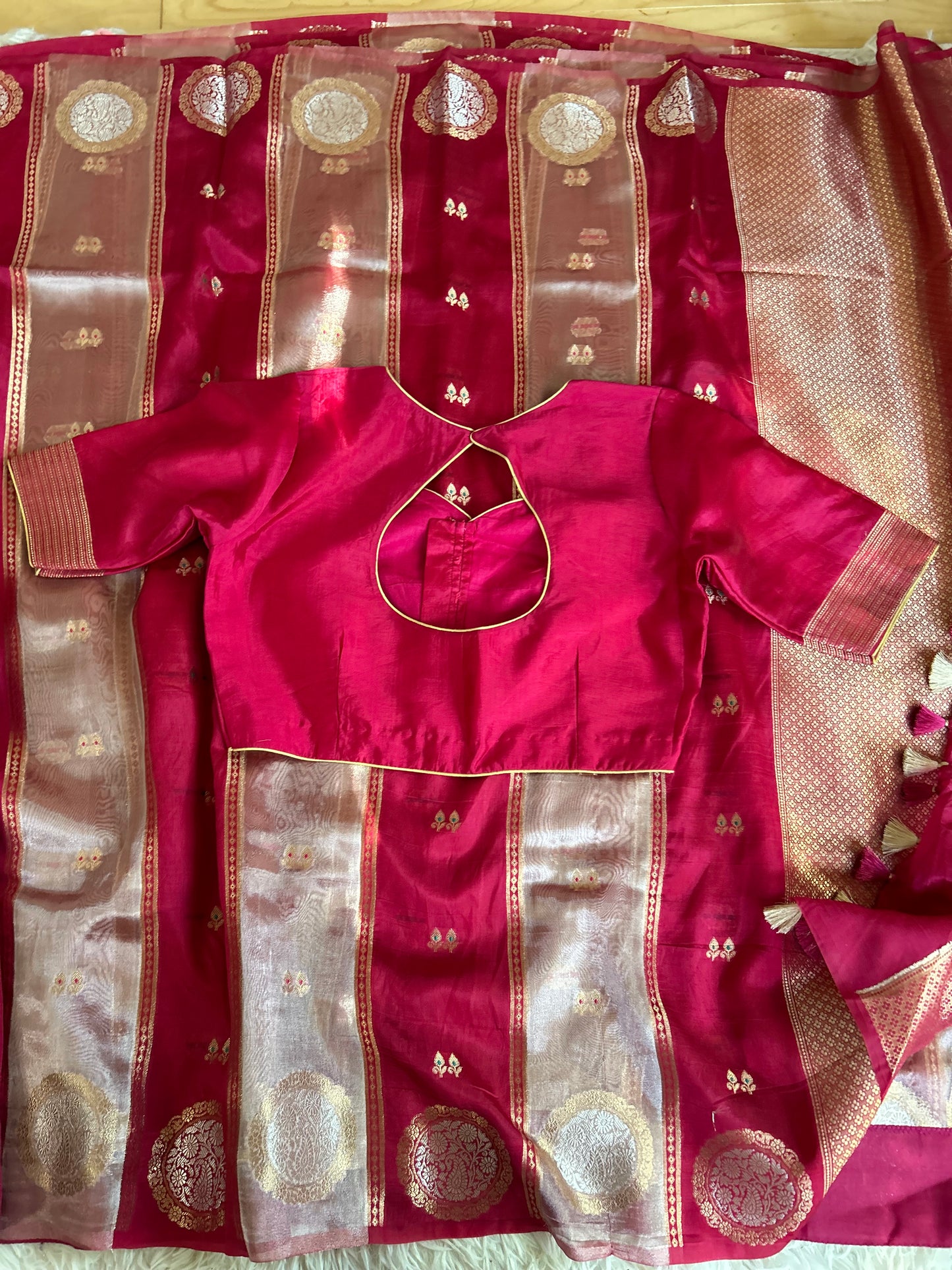 Designer Banarasi Tissue saree - Pink