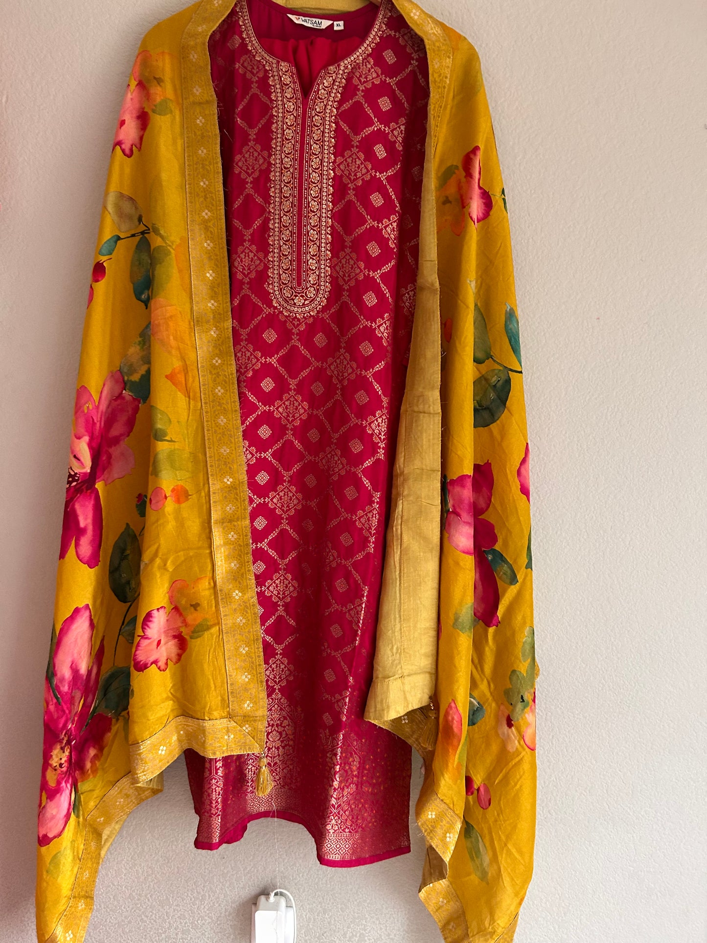 Rani Pink 3 Piece Kurthi Set