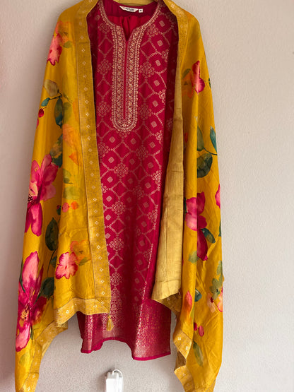 Rani Pink 3 Piece Kurthi Set