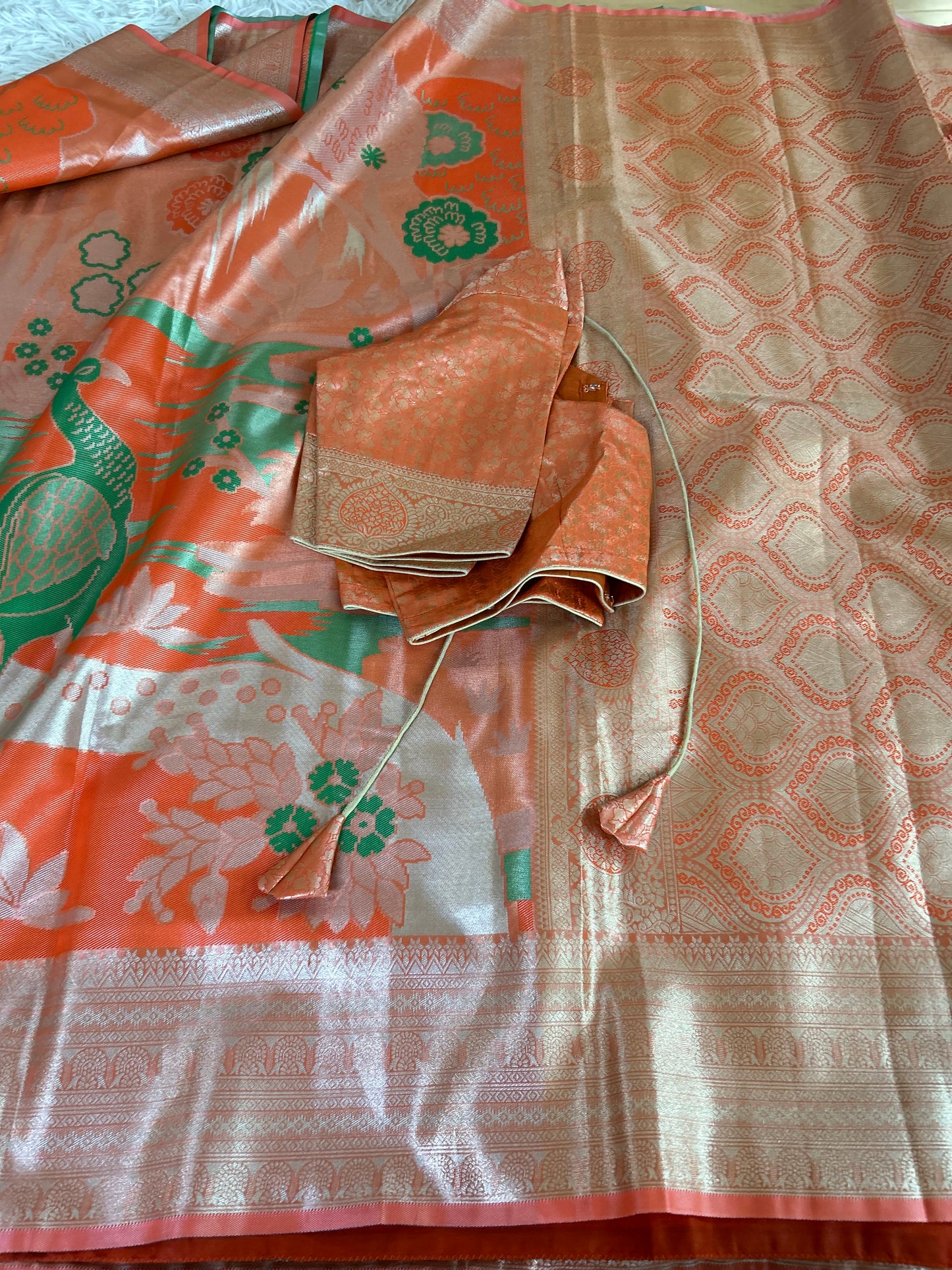Designer Tissue Banarasi Saree in Orange