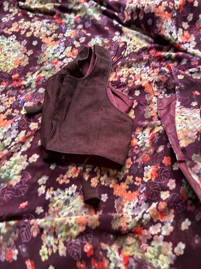 Floral Georgette in Wine Color