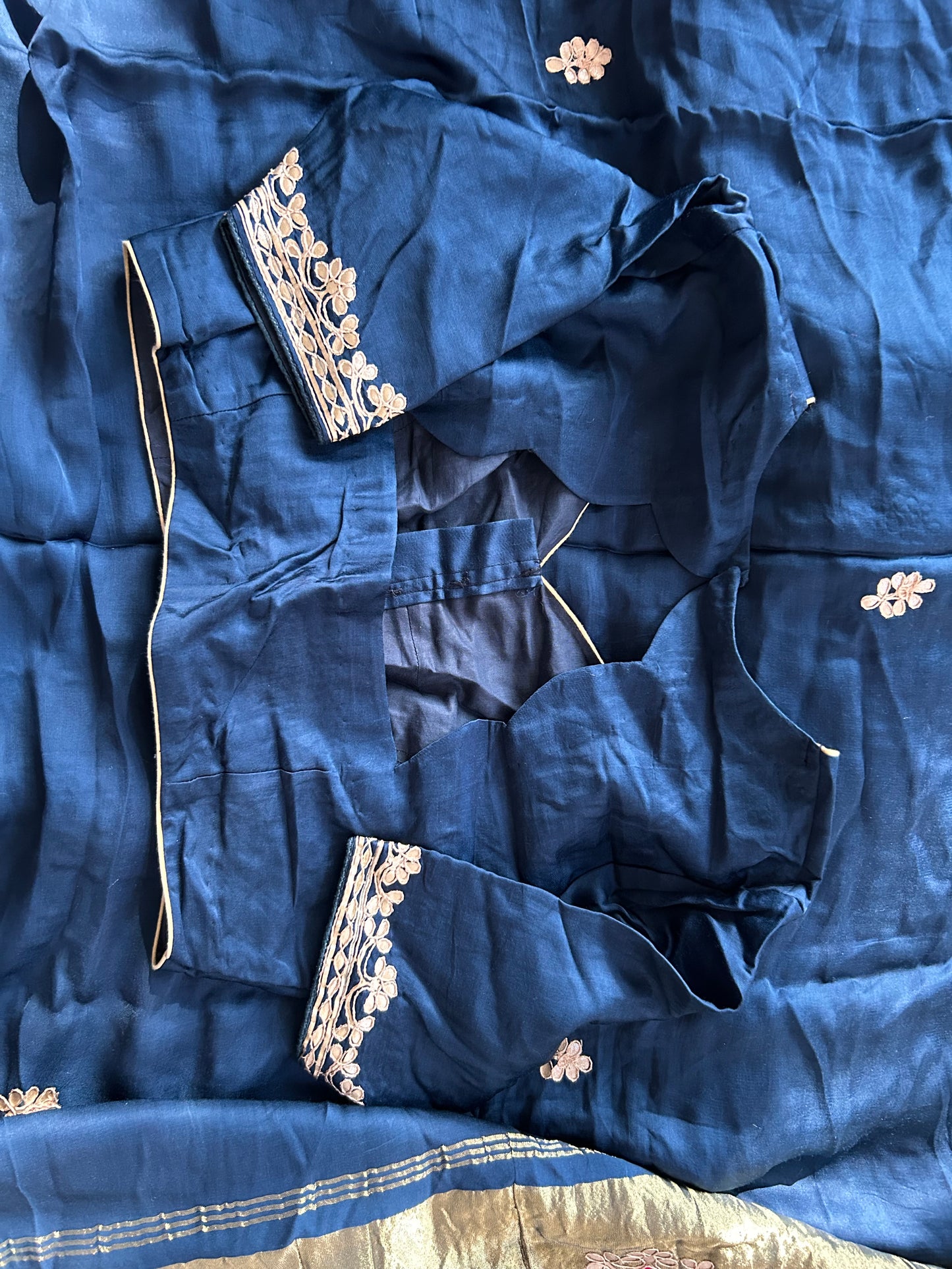 Peacock blue Gotta patti work saree with blouse