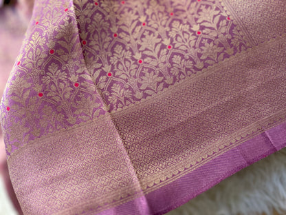 Pure Crepe Brocade Saree in Lavendor