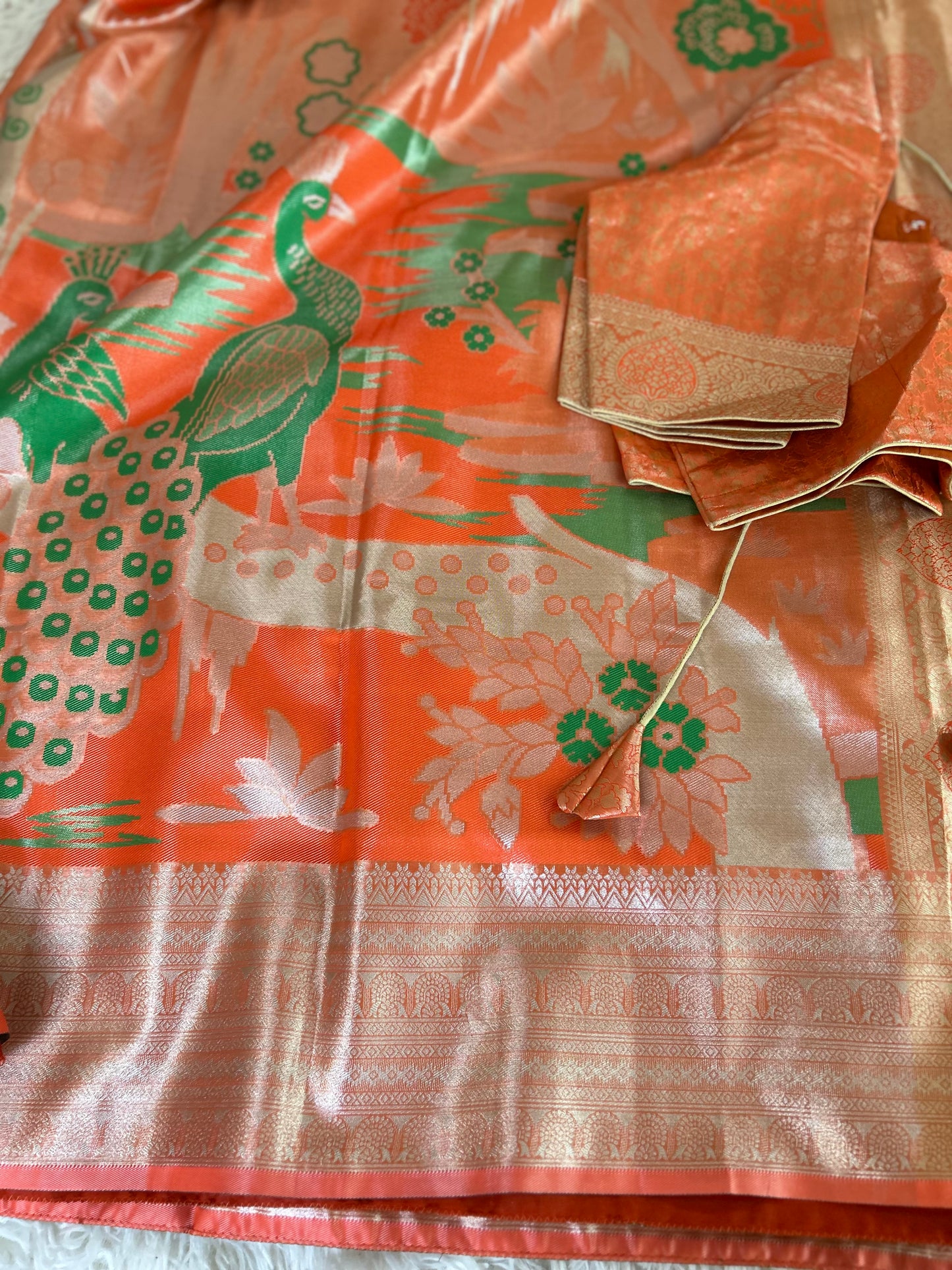 Designer Tissue Banarasi Saree in Orange