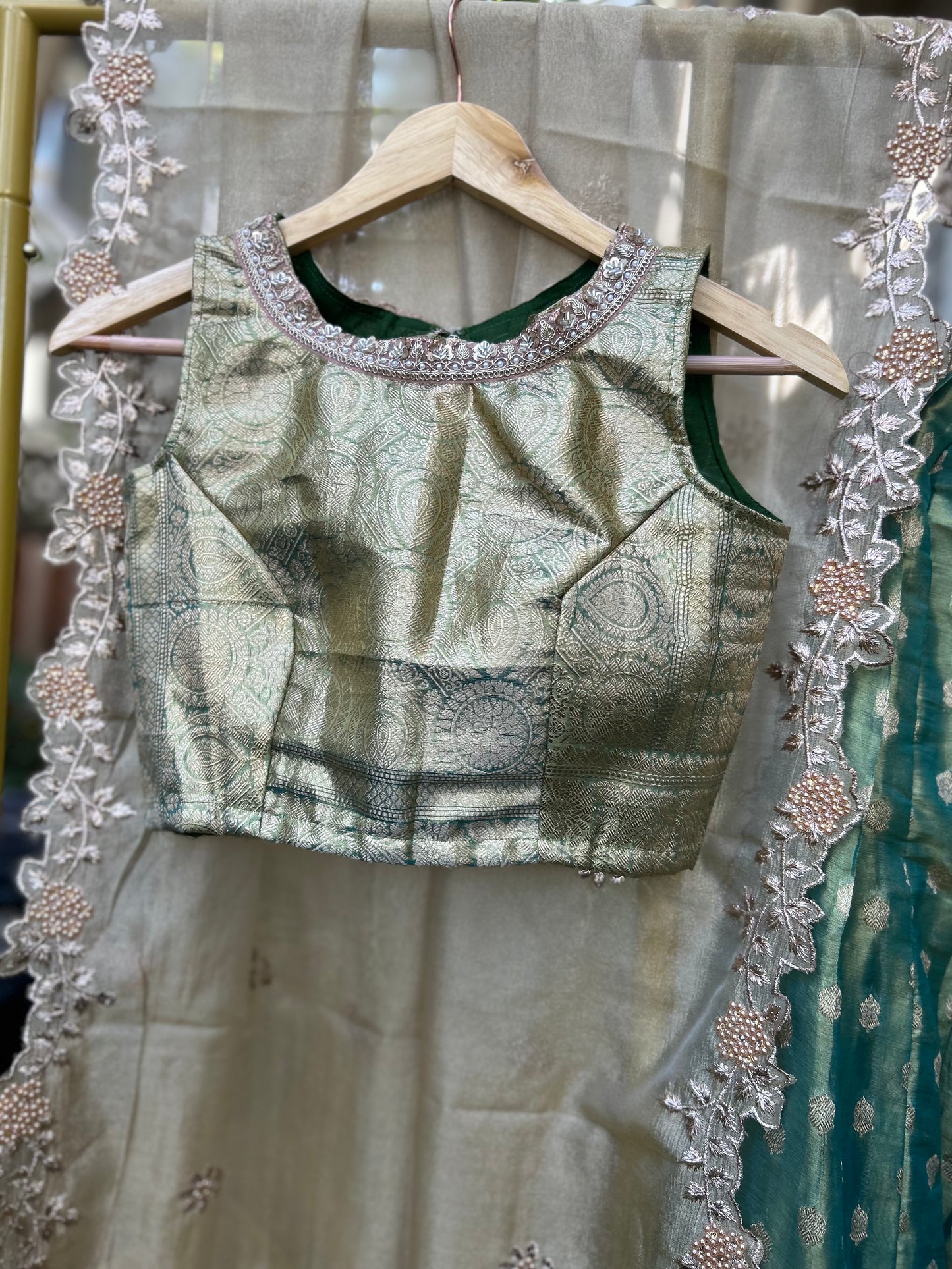 Tissue Lehanga in Green