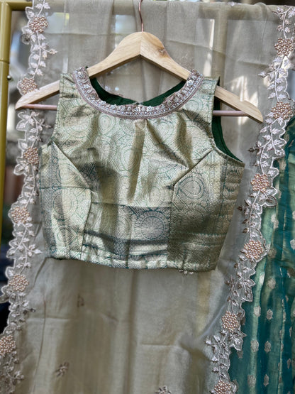Tissue Lehanga in Green