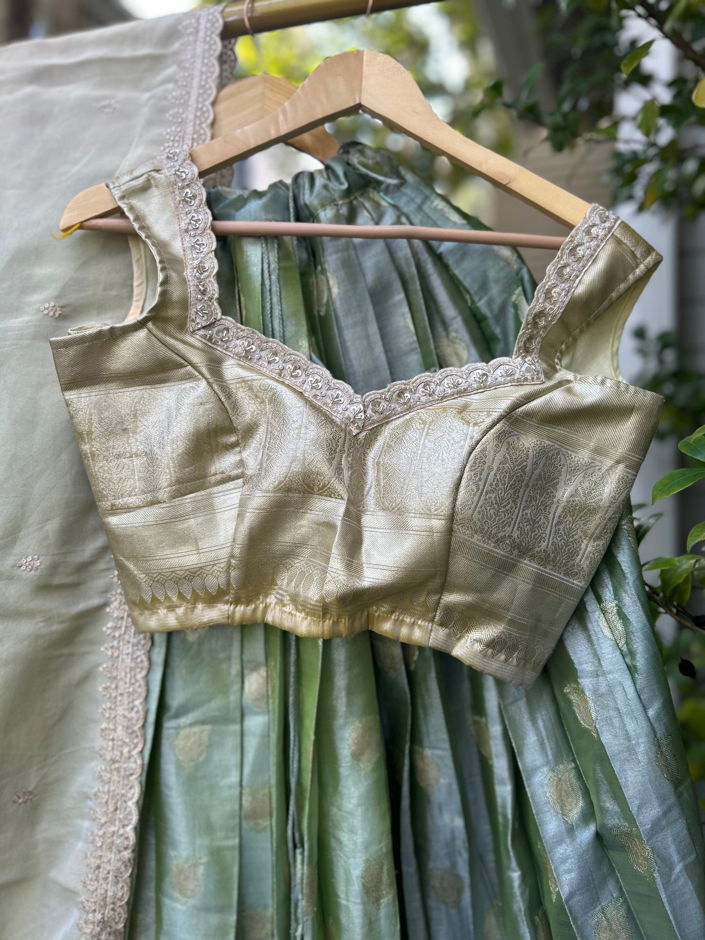Tissue Lehanga in Green