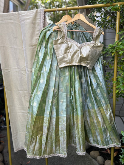 Tissue Lehanga in Green